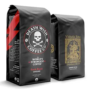 Death Wish Coffee and Valhalla Java whole bean coffee bags bundle