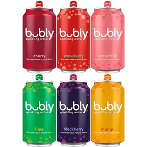 Pack of bubly sparkling water cans in six fruity flavors
