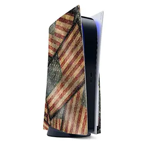 MightySkins glossy glitter vintage American flag skin for PS5 console only