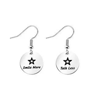 Stainless steel earrings with Talk Less Smile More engraving inspired by Hamilton