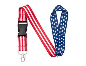 American flag lanyard with lobster claw clasp, no holder