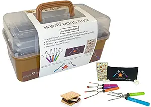 McEtt plastic smores caddy with folding trays and roasting sticks