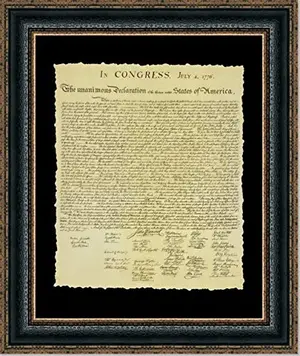 Custom framed Declaration of Independence replica on archival paper, 25x21 inches, ready to hang