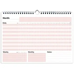 HADIGU Habit Tracker Calendar with pink cover and colored monthly pages