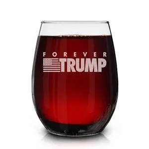 shop4ever stemless wine glass engraved with Forever Trump design