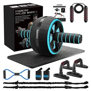 Luyata 10-in-1 ab wheel kit with resistance bands, knee mat, push-up bars, and jump rope