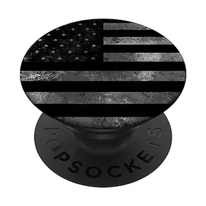 Grey and black grungy American flag pop grip on a dark phone