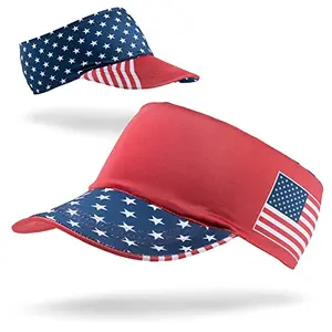 Red, white, and blue reversible running visor with stars and stripes design