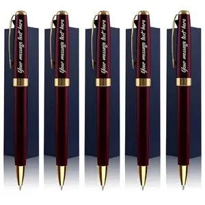 Set of five stainless steel pens with personalized engraving