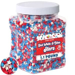 A Great Surprise bulk bag of red, white, and blue star-shaped confetti sprinkles