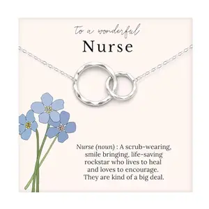 HOPE LOVE SHINE double circle nurse necklace in gold-plated sterling silver