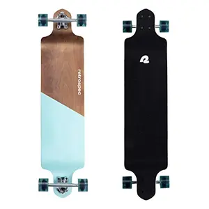 Retrospec Tidal aqua edge longboard on a dark background.