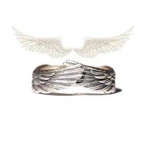 Yocoyee copper adjustable ring with angel wings, retro style for men and women, memorial keepsake