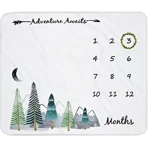 Yoothy mountain and forest milestone blanket with wreath and stickers