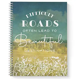Large white spiral notebook with nature-inspired cover design