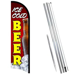 Ice Cold BEER windless feather flag kit with pole and ground mount
