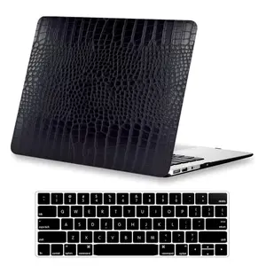 KEROM crocodile textured black leather MacBook Pro case, luxurious and professional