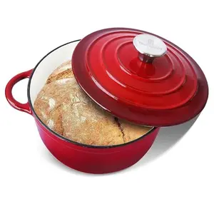 Trustmade red Dutch oven with lid