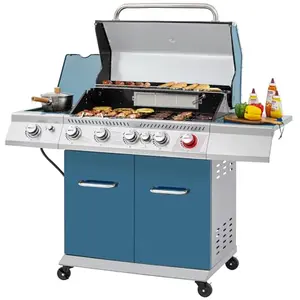 Royal Gourmet GA5403B blue gas grill with side burner and cabinet