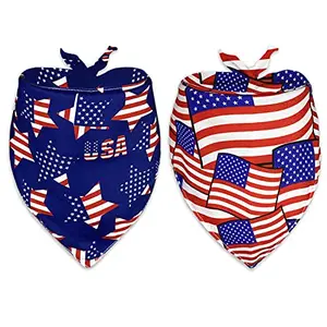 Pohshido 2 Pack 4th of July Dog Bandanas