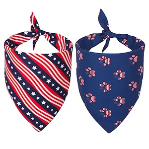 PTDECOR American US Flag dog bandana with stars and stripes, tied on a large dog