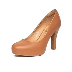 Trary women's brown low platform heels with round toe for office