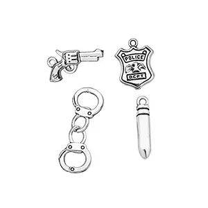 Set of six handcuff charms for police jewelry making