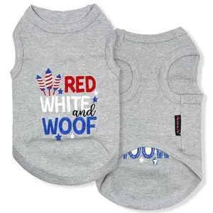 Parisian Pet Red White Woof dog shirt in size large