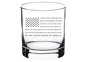Whiskey glass with standard American flag design