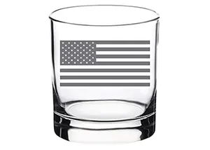 Whiskey glass with subdued American flag design