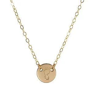 StyledU 14k gold filled tiny baby footprint necklace on model