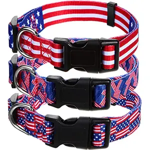 Weewooday 3-Piece American Flag Dog Collars Set