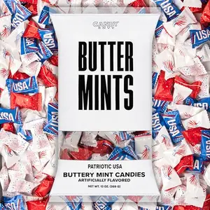 13-ounce bag of individually wrapped patriotic buttermints with USA-themed wrappers