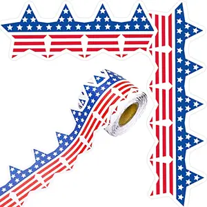 Whaline 65.6 feet star-shaped American flag border roll