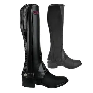 AK Unisex half chaps with crystal accents in black/pink