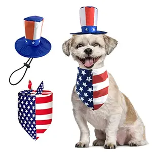 CooShou 4th of July Dog Bandana and Uncle Sam Hat