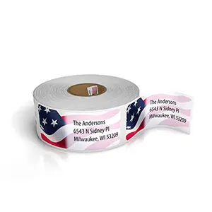 Bulk pack of American flag mailing labels from Kenco