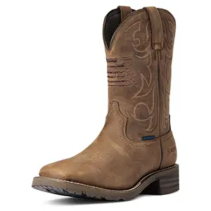 Ariat Hybrid Patriot waterproof western boot with embroidered American flag