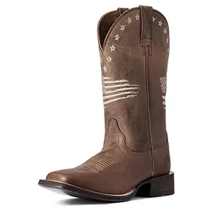 ARIAT Women's Circuit Patriot Western Boot in weathered tan with American flag embroidery
