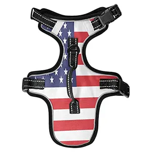 STAYTOP American Flag dog harness with soft padding and reflective webbing