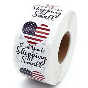 Littlefa thank you stickers with American flag design, 500 count