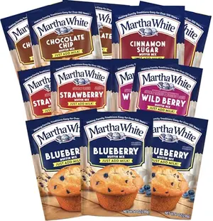 Martha White muffin mix sampler with patriotic muffin display