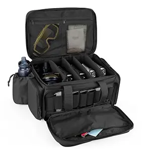 DSLEAF Tactical Pistol Range Bag for 5 Handguns in black with multiple pockets