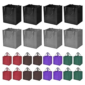 Colorful set of six reusable tote bags in assorted colors