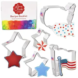 Ann Clark 5-piece patriotic cookie cutter set with stars, flag, and America map