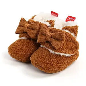 Timatego newborn baby fleece booties with grippers in brown