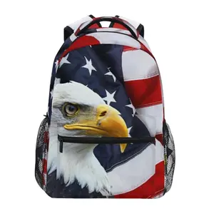 ALAZA bald eagle American flag backpack for elementary students