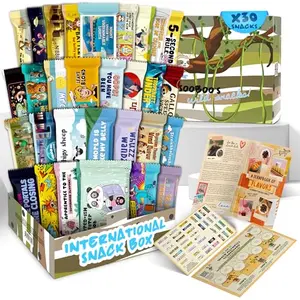 Larger international snack box with 21 full-size treats