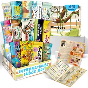 Small snack box with international treats, perfect for trying new flavors