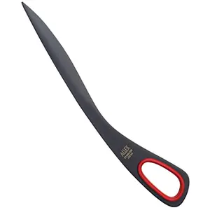 Japanese stainless steel letter opener with black and red ergonomic handle